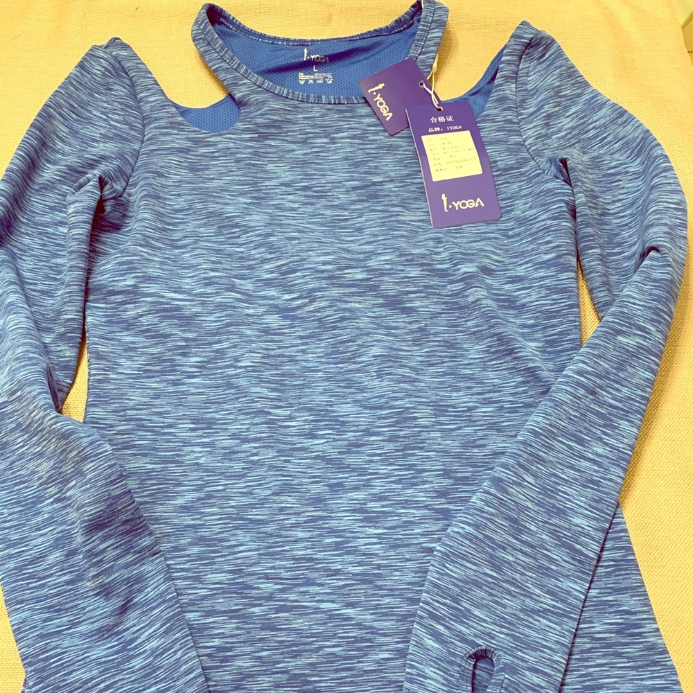 Blue long sleeve Yoga top